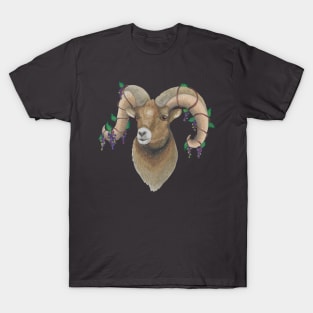 Ram Grape Leaves and Vines Aries Chinese Zodiac Horoscope T-Shirt